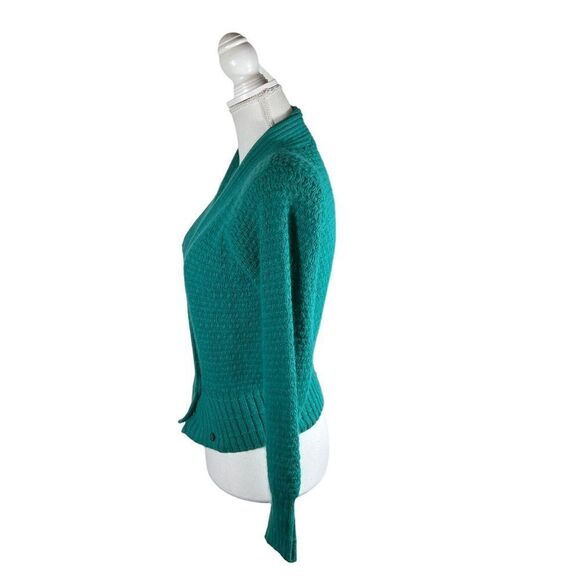 Vintage 80s Liz Claiborne Green Silk Cardigan Sweater - Picture 5 of 8